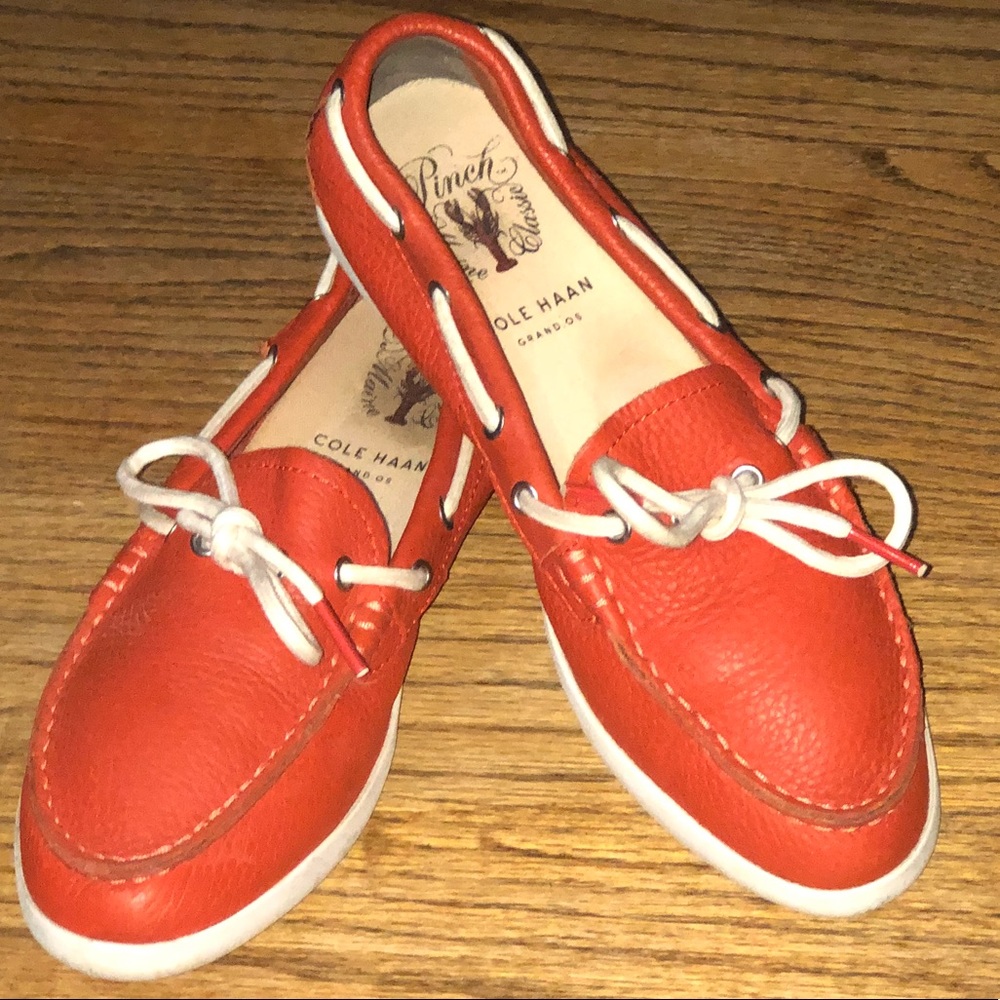 Cole haan leather slip on boat shoe
